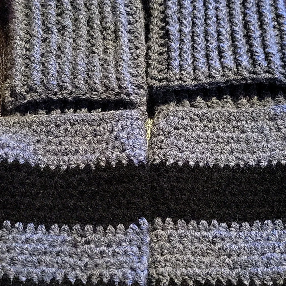 HAND CRAFTED Yoga socks HANDMADE Crochet Gray Black Stripe Super Soft